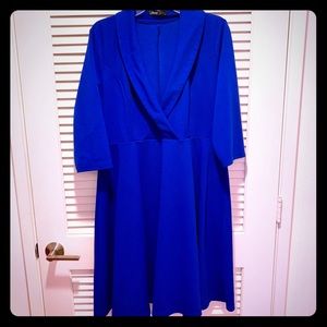 Royal Blue Fit and Flare V- neck dress